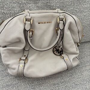 Michael Kors Off-White Leather Satchel with Gold Hardware